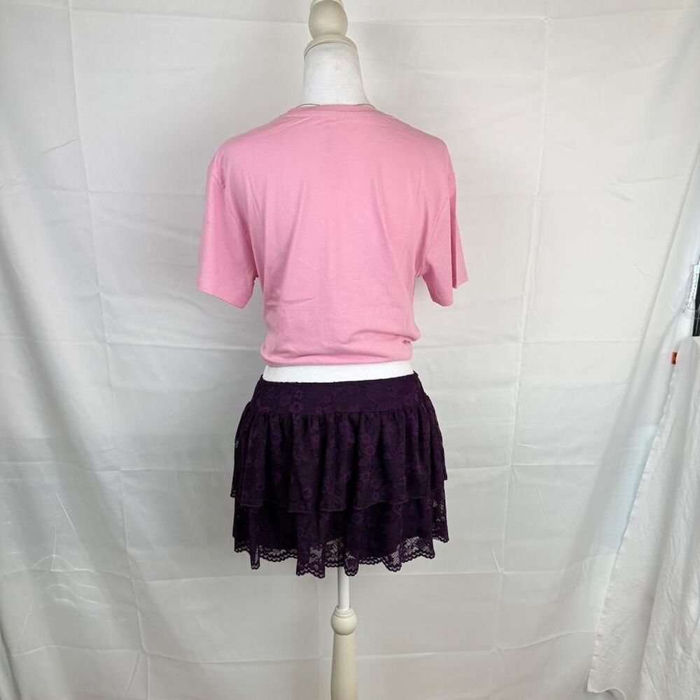 Lace Ruffle Mini Skort Deep Purple - L - Picture 3 of 6